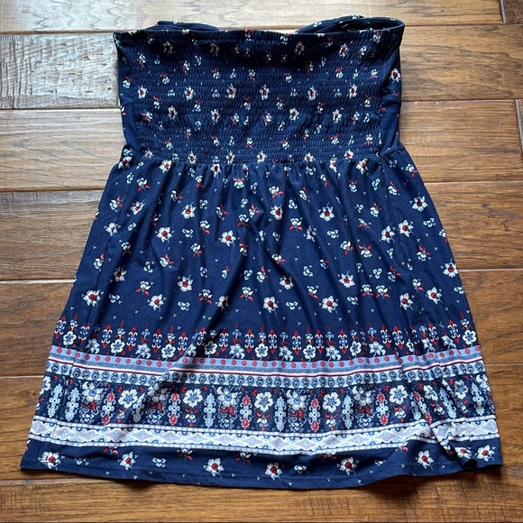 No Boundaries strapless red white & blue floral mini dress size XL (jrs) - Picture 7 of 13